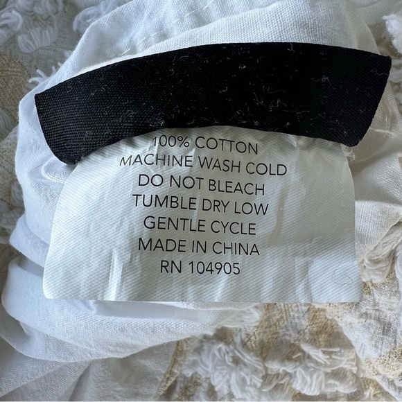 Rachel Zoe Venya Clip Jacquard Duvet Cover Diamond Yellow White Queen Boho GUC - Picture 9 of 9